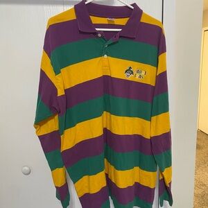 Mardi Gras!! Long Sleeve Polo💜💚💛
